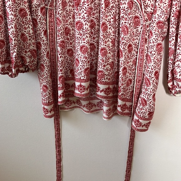 MAX STUDIO Boho Ballon Sleeve Blouse Size Large - Picture 4 of 9